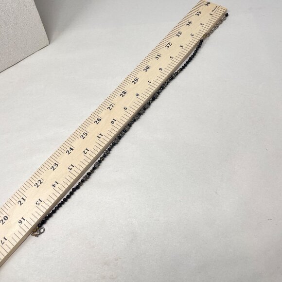 Faceted Glass Bead Necklace Silver-Tone Accent Beads Choker Black Whimsygoth - Picture 6 of 8